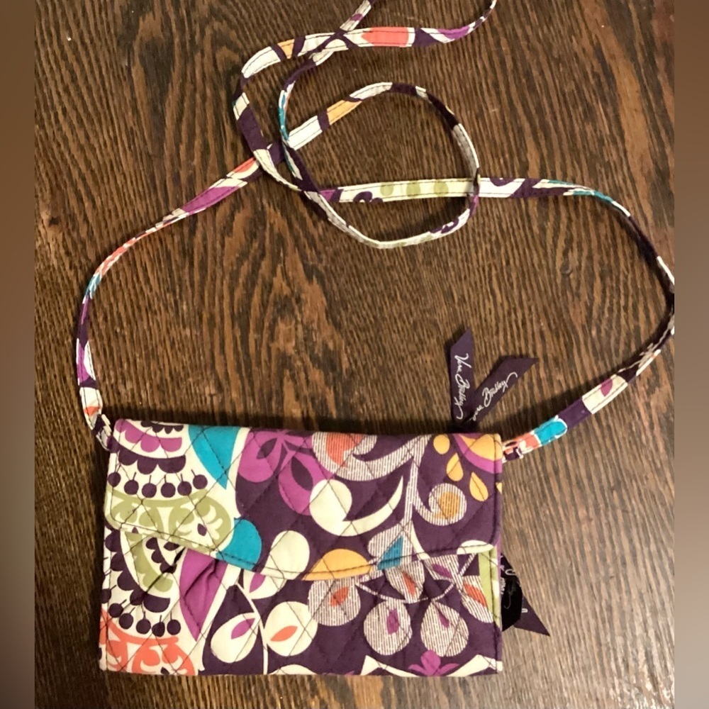 VERA BRADLEY Strap Wallet Plum Crazy Organizer Crossbody with or w/o Strap